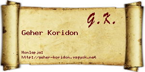 Geher Koridon névjegykártya